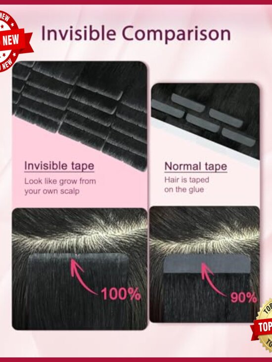 22 Inch Human Hair Tape Extensions, 20 Pieces, Remy Hair, Invisible Tape main image 7